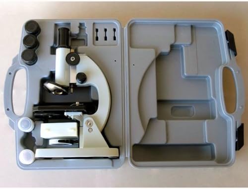 AmScope M60A-BTK Beginner Microscope Kit, Mirror Illumination, WF10x and WF16x Eyepieces, 40x-640x Magnification, Includes Case, 5 Blank Slides, 5 Prepared Slides, and Book-CubbioJoy