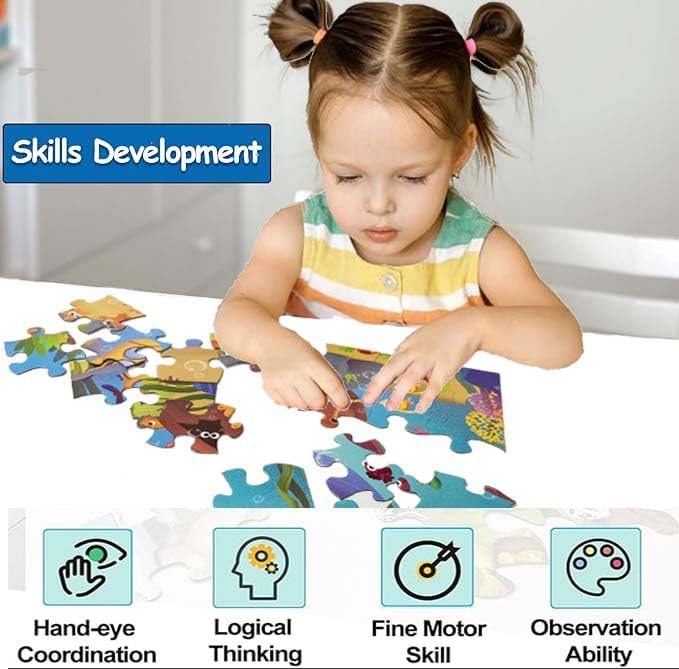 Jumbo Floor Puzzle for Kids, Large Jigsaw Puzzles 35 Piece for Kids Ages 3-5,Preschool Learning & Education Toys, Gifts for 4-8 Year Old Boys and Girls (Marine Animals 2)-CubbioJoy