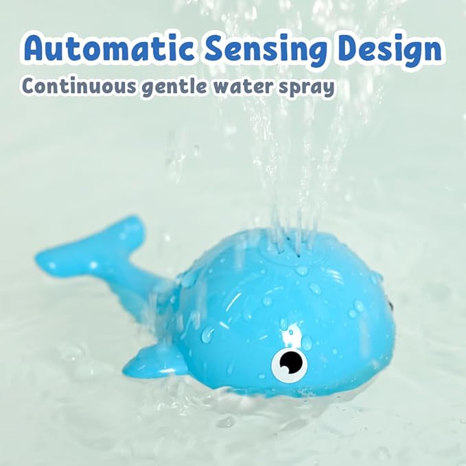 Baby Bath Toys for 6-12 Months, Rechargeable Bath Toys for Babies 6-18 Months, Whale Bath Toy Sprinkler for Toddlers 1-3 2-4, Light Up Bath Toy for Kids, Infant Bathtub Toys-CubbioJoy