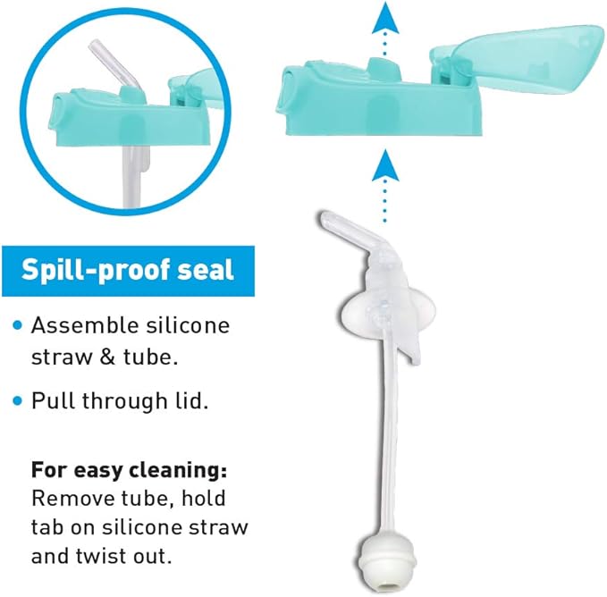 Amazon Brand - Mama Bear Silicone Weighted Straw Sippy Cup, 9 Ounces, Pack of 2, Blue/Green-CubbioJoy