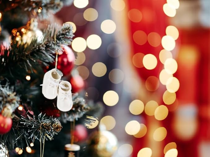 Ivory Baby Shoe Ornament Babys First Christmas Boy or Girl Ornament Cream Porcelain Baby Booties, Can Be Personalized, with Gift Box (2025)-CubbioJoy