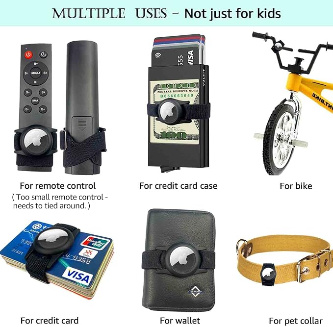 Airtag Bracelet for Kids, AirTag Holder with Adjustable Stretchy Nylon Watch Band, Anti-Lost Apple Air Tag Case Loop for Child, Toddler, Adults, Wallet, AirTag Wristband Kids (Black Pink)-CubbioJoy