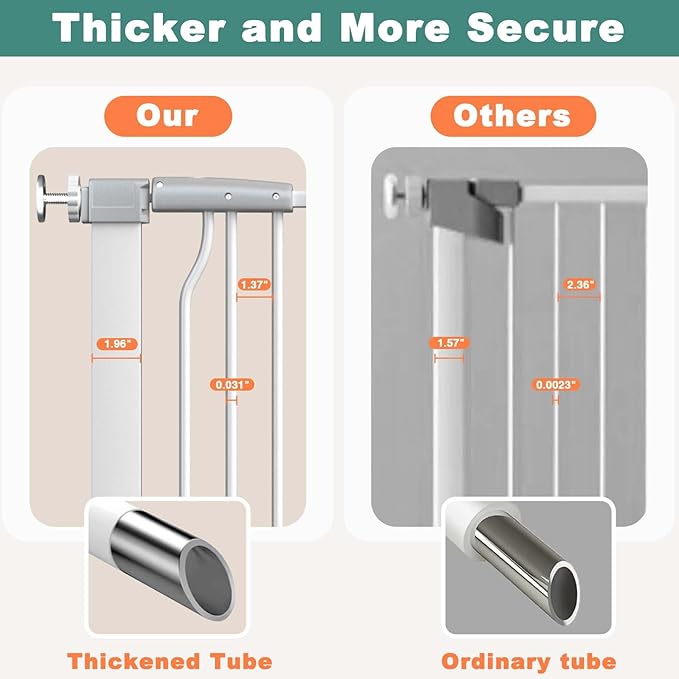 40.5" Extra Tall Baby Gate, 57.5"-60.2" Extra Wide Long Dog Pet Gate Indoor, Adjustable Safety Child Gate No Drill, Metal Auto Close Pet Proof Tall Gate for Stairs Doorway Kids, White-CubbioJoy