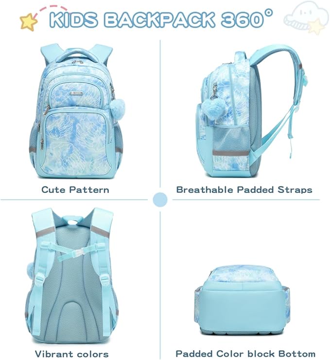 Cusangel Backpack for Girls Boys School Bookbags Kindergarten Elementary Lightweight Waterproof Multifunctional Large Capacity for kids(17 inch Fun Prints)-CubbioJoy