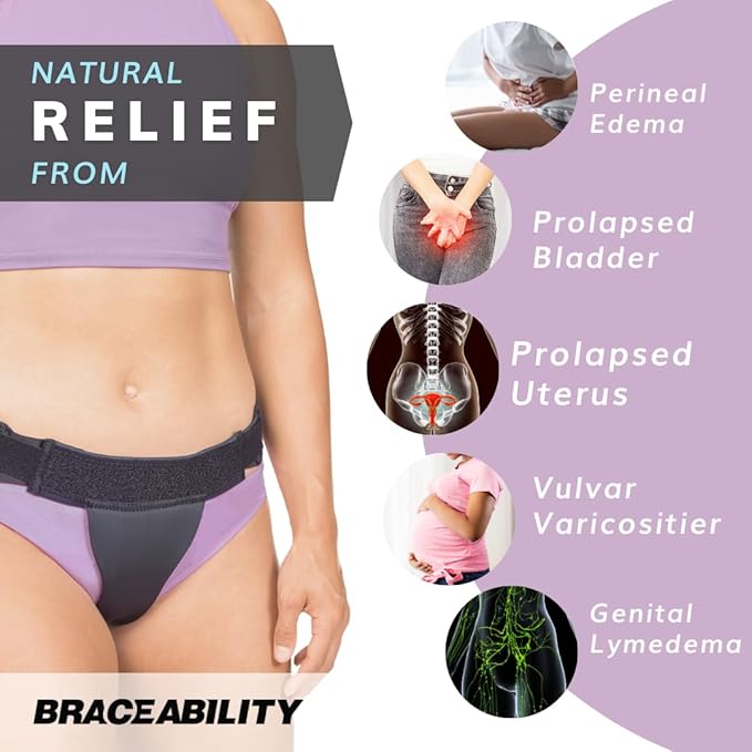 BraceAbility Pelvic Pro Prolapse Belt - Patented, Original Uterus Support Brace for Women Treating Dropped Bladder, Uterine Prolapse, Vulvar Varicosities, Postpartum, Symphysis Pubis Dysfunction (XL)-CubbioJoy