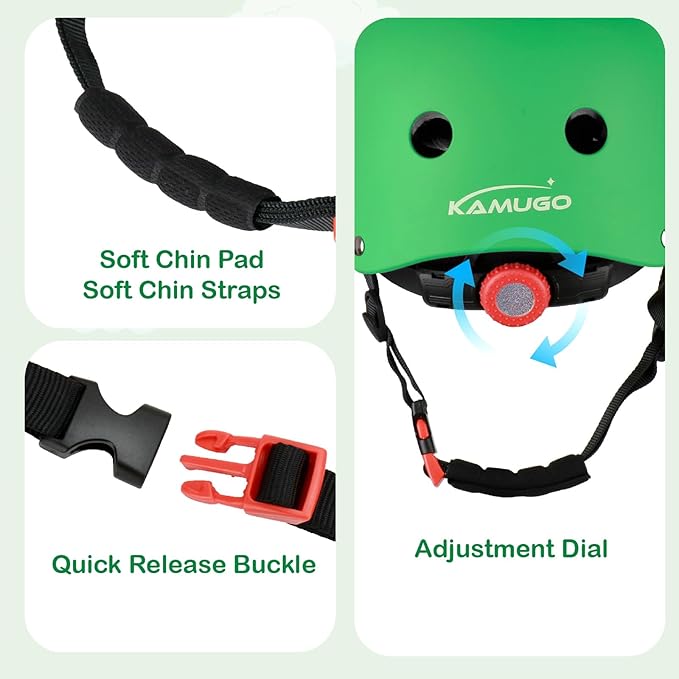 KAMUGO Kids Bike Helmet, Toddler Helmet for Ages 2-8 Boys Girls with Sports Protective Gear Set Knee Elbow Wrist Pads for Skateboard Cycling Scooter Rollerblading-CubbioJoy