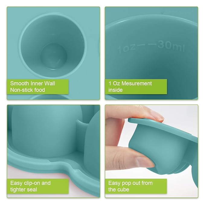 Baby Food Storage Container - 1.5oz x 12 Pods Silicone Freezer Tray with Lid for Homemade Baby Food, Fruit Purees, Vegetable & Breast Milk (Blue)-CubbioJoy