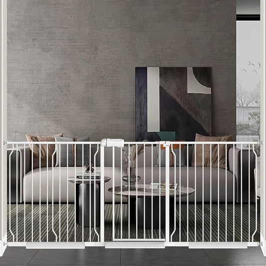 Baby Gate for Doorways Stairs Hallway 85.8-90.5 Inch Wide, Walk Through Child Gates with Pressure Mounted Extention Kit, Indoor Safety Child Gates for Kids or Pets-CubbioJoy