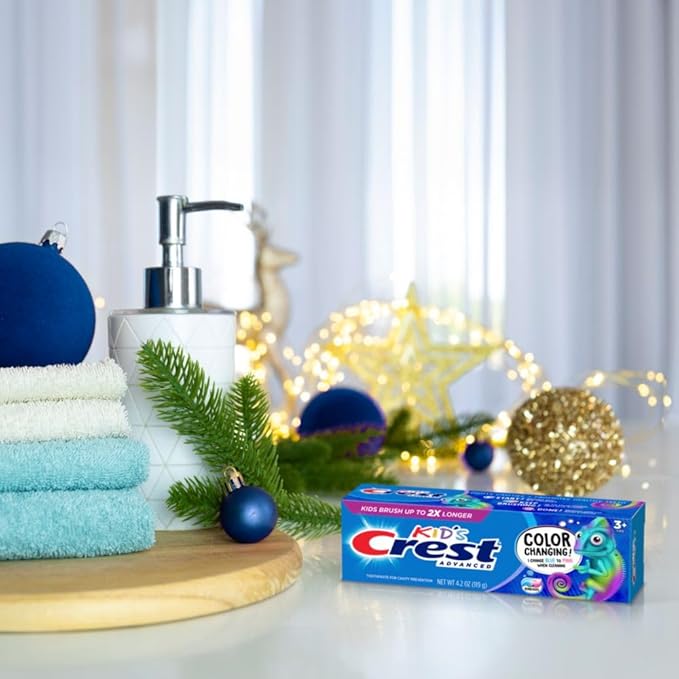 Crest Advanced Kid's Fluoride Toothpaste, Bubblegum Flavor, 4.2 oz, 3 Count, Color-Changing Anticavity Toothpaste-CubbioJoy