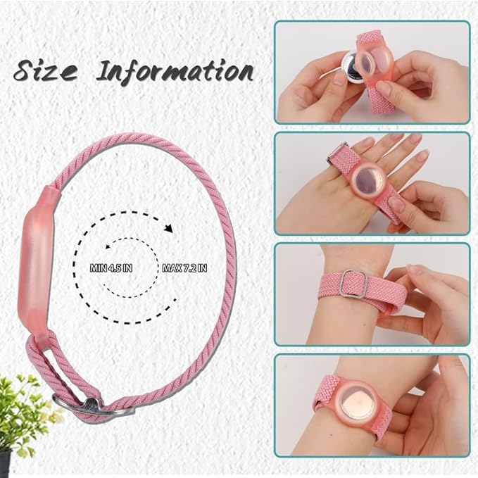 2 Pack Kids Bracelet Compatible with AirTag, GPS Kid Tracker Holder Braided Wristband for Apple Air Tag, 2022 Upgraded Nylon Adjustable Anti Lost Airtag Watch Band for Kids Children Elders-CubbioJoy