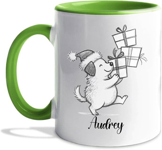 Customized Name Dog Accent Ceramic Mug Gift For Dog Lover Mom Dad, Personalized Dogs Animal White Coffee Mug 11 Oz 15 Oz, Awesome Puppy Travel Cup Gift For Birthday/Holiday/Anniversary, Dogs Cup-CubbioJoy
