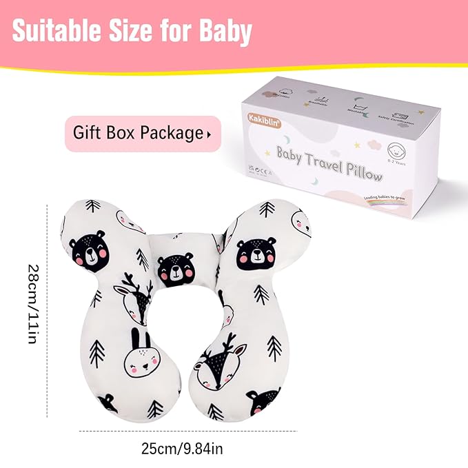 KAKIBLIN Baby Travel Pillow, Pillow for Head and Neck, Upgraded Baby Neck Support Pillow for Car Seat,Pushchair,Travel (Bear)-CubbioJoy