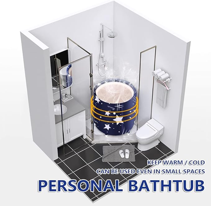 BESTHLS Foldable Bathtub Portable Soaking Bath Tub,Eco-Friendly Bathing Tub for Shower Stall (Blue Sky -1)-CubbioJoy