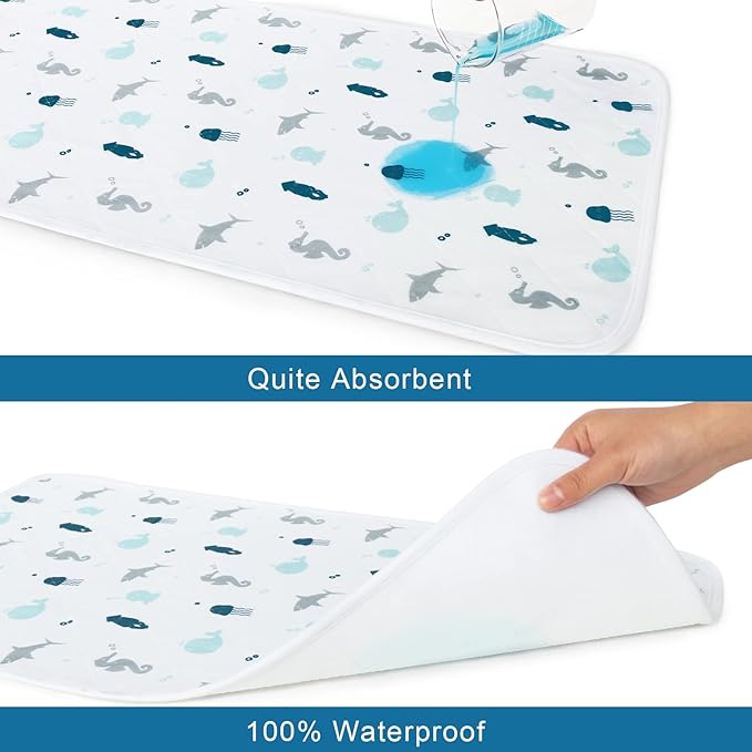 Changing Pad Liner Quilted Waterproof, Baby Changing Pad, Changing Table Pads, Anti Slip & Washable Baby Changing Mat, 27" x 14", 3 Pack-CubbioJoy
