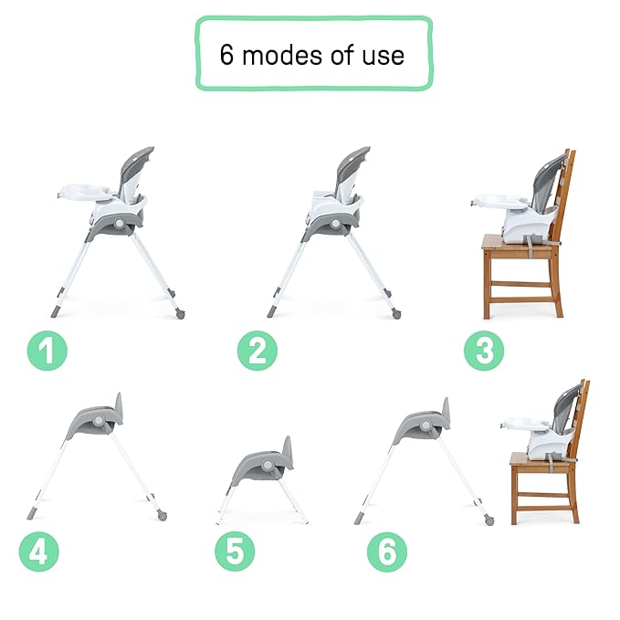 Ingenuity Trio Foldaway 6-in-1 Baby High Chair, 6 Ways to Use, Toddler Chair, Foldable Legs, 6M-5Y - Quill-CubbioJoy