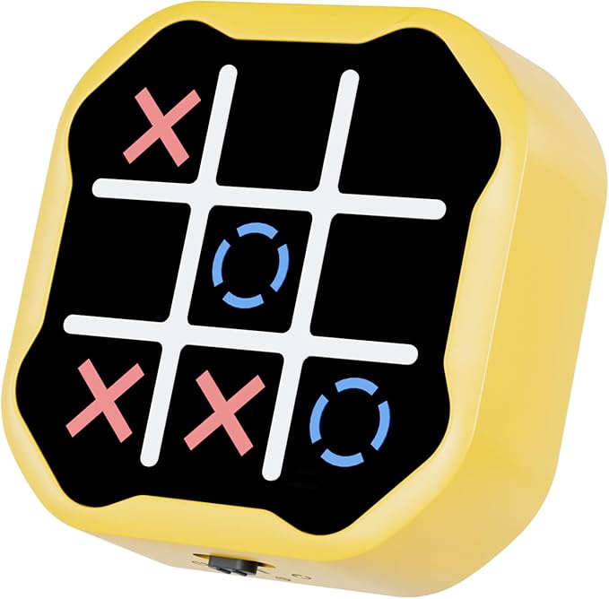 3 in 1 Electronic Tic Tac Toe Game, Handheld Digital Tic Tac Toe Bolt Game with Silent Mode, Portable Learing Toy Gift for Kids & Adults, Yellow-CubbioJoy