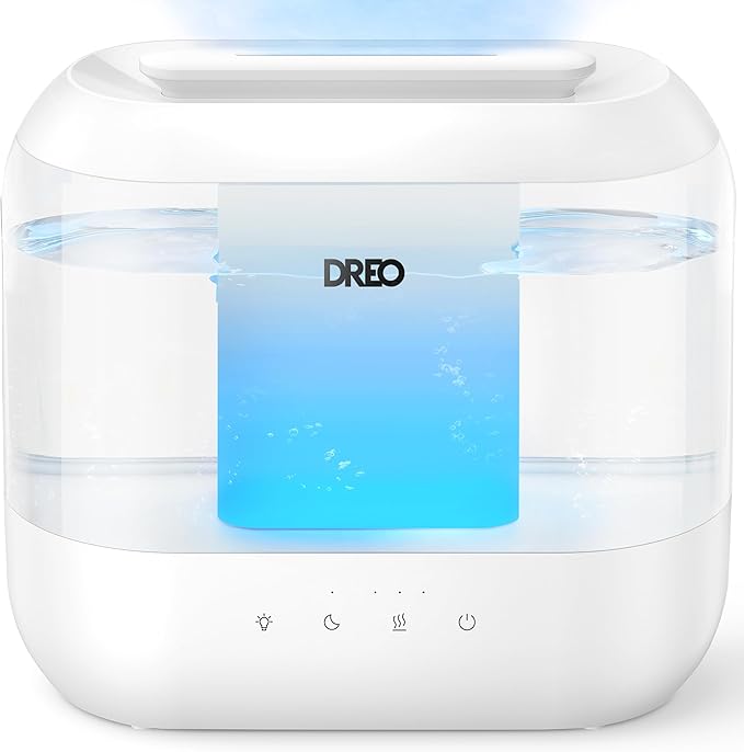 Dreo Humidifiers for Bedroom, 4L Top Fill for Large Room, 36H Runtime, 28 dB Quiet Supersized Cool Mist Air Humidifier for Baby Nursery, Plants, Indoor, Night Light, Easy to Clean & Fill-CubbioJoy