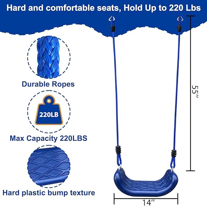 2 Seat Swing Set for Backyard - Metal A-Frame Holds 440 lbs, 1 Adjustable Saucer Swing and 1 u-Shape Swing - Suitable for Kids 3-8 Years-CubbioJoy