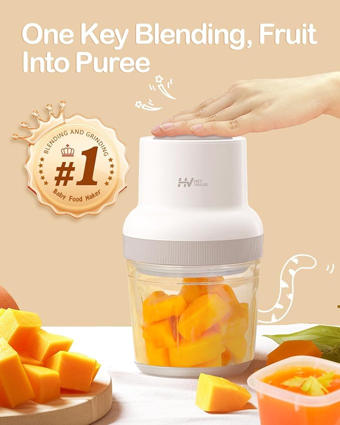 Baby Food Maker, HEYVALUE 13-in-1 Food Processor Set, Fruit, Vegatable, Meat, Baby Puree Blender with Baby Containers, Food Freezer Tray, Silicone Spoons, Spatula (Gray)-CubbioJoy