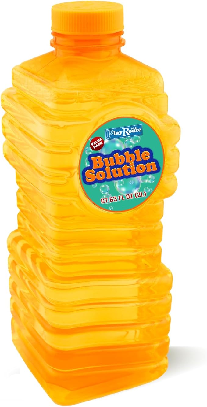Bubble Solution | Bubbles Refill Solution 68 Oz. | Ready to Use Solution for Bubble Machines, Wands, Guns, & Other Bubble Blower Toys for Toddlers & Kids | Easy Grip Bulk Bottle-CubbioJoy