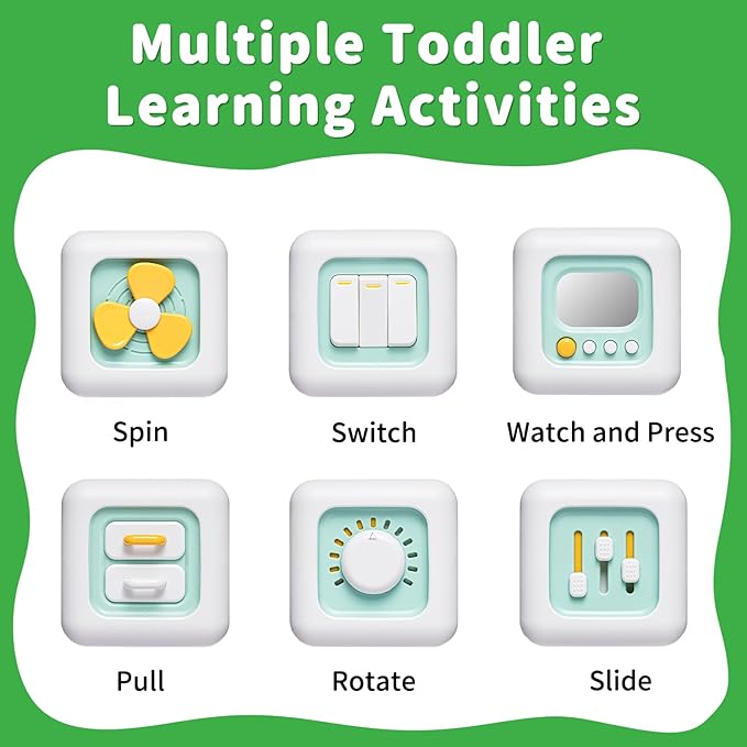 Busy Cube Toy, Sensory Toys for Toddlers 1-3, Baby Car Seat Toys 12-18 Months, Toddler Airplane Travel Toys Age 1-2, Learning Fine Motor Skills, 1st Birthday Gifts Boys Girls-CubbioJoy