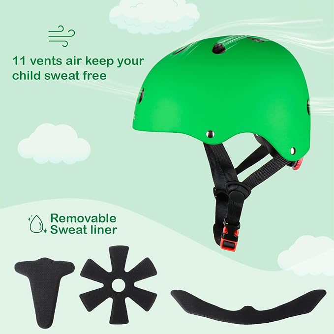 KAMUGO Kids Bike Helmet, Toddler Helmet for Ages 2-8 Boys Girls with Sports Protective Gear Set Knee Elbow Wrist Pads for Skateboard Cycling Scooter Rollerblading-CubbioJoy