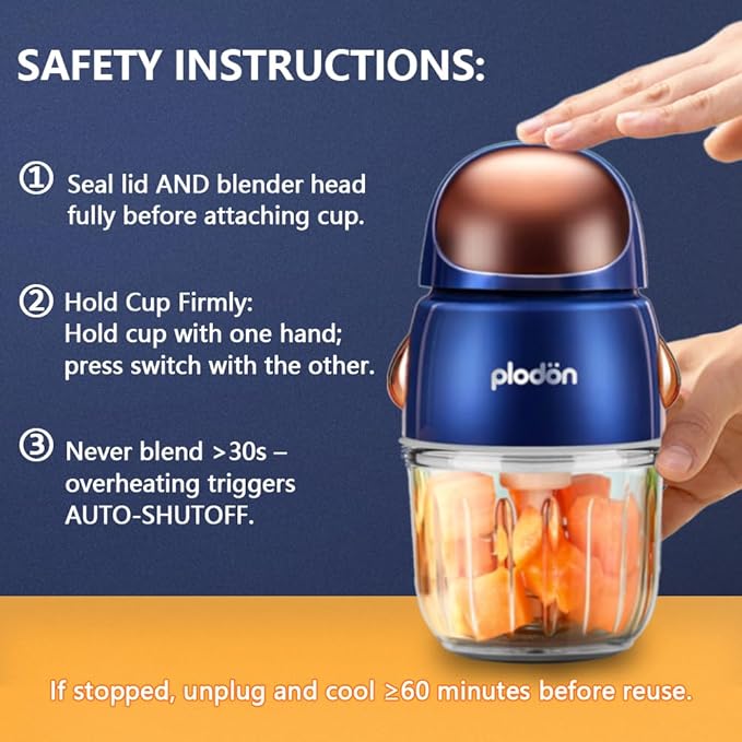 Baby Food Maker Mini Cute and Small Food Processor Puree Blender Grinder Chopper with 2 Glass Bowls(0.6L+0.3L) 8 Blades Electric (Without Battery) -2 Bowls-CubbioJoy