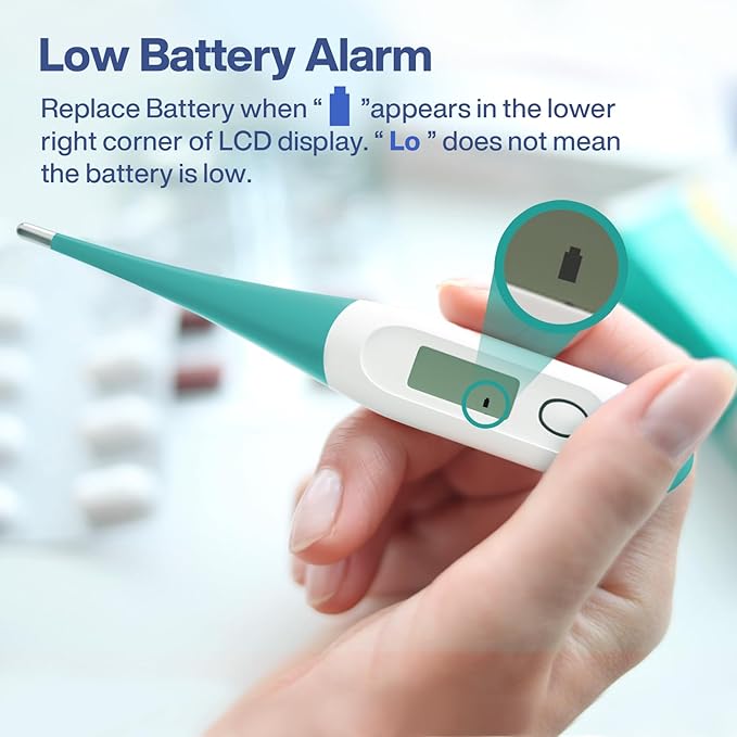 Boncare 10 Seconds Digital Thermometer for Adults and Kids - Accurate & Safe Rectal Thermometer for Baby with Fever Alarm, Oral Thermometer (Clear Blue)-CubbioJoy
