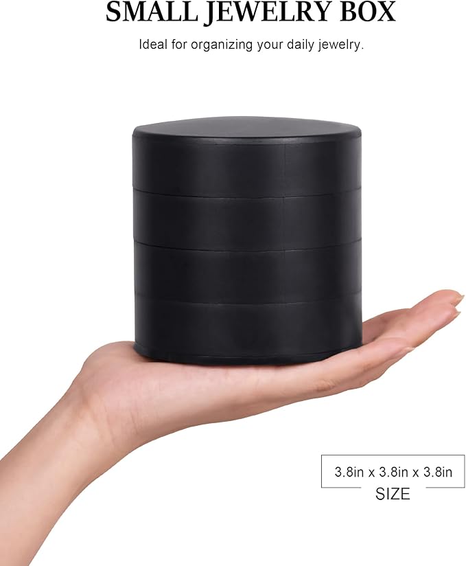 CONBOLA Jewelry Organizer, Small Jewelry Storage Box Earring Holder for Women, 5-Layer Rotating Travel Jewelry Tray Case with Lid for Bracelets Rings Bracelets(Black)-CubbioJoy