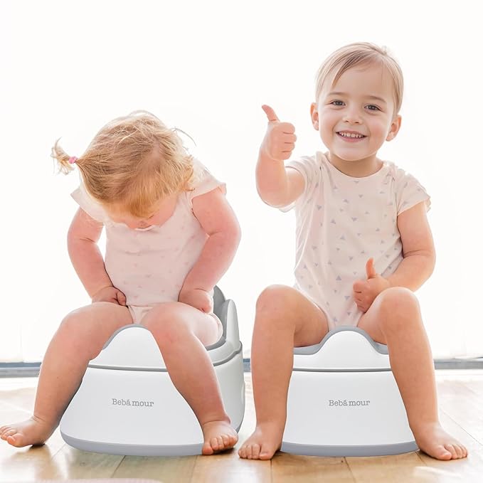 Bebamour Potty Training Toilet 3 in 1 Multi-Functional Potty Seat Detachable Baby Potty Step Stool Anti-Slip Stable Potty Training Toilet with 100 Pack Trash Bags for Baby Toddler Kids(Coffee)-CubbioJoy
