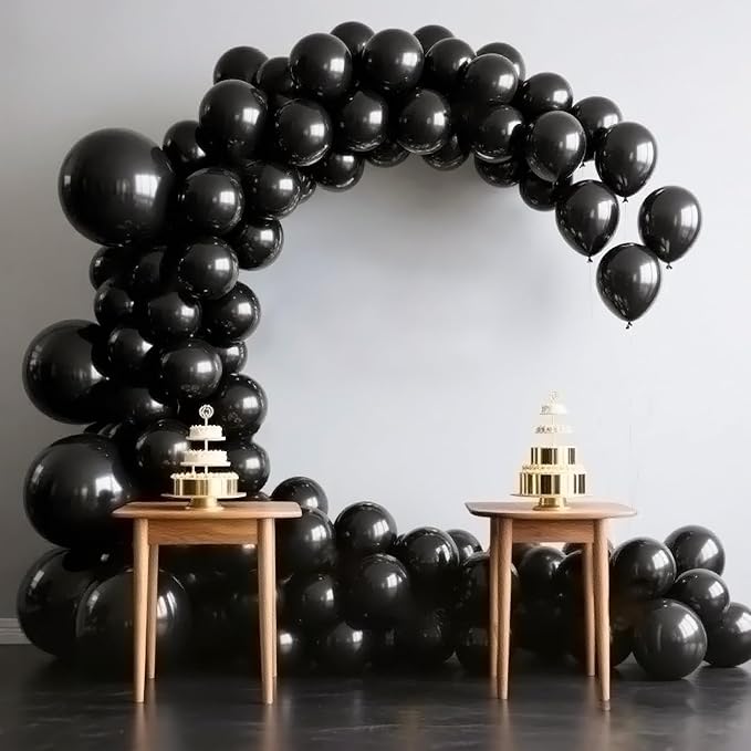 140pcs Metallic Black Round Balloons Different Sizes 18 12 10 5 Inch Latex Balloons for Arch Decoration Party Balloon Kit for Graduation Birthday Party Wedding Balloon Baby Shower Decoration-CubbioJoy