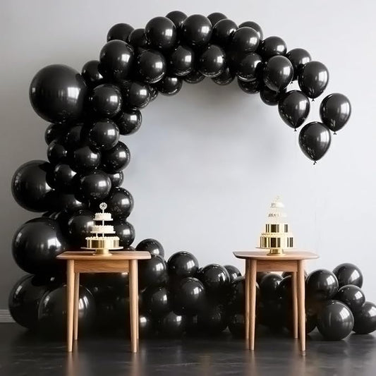 140pcs Metallic Black Round Balloons Different Sizes 18 12 10 5 Inch Latex Balloons for Arch Decoration Party Balloon Kit for Graduation Birthday Party Wedding Balloon Baby Shower Decoration-CubbioJoy