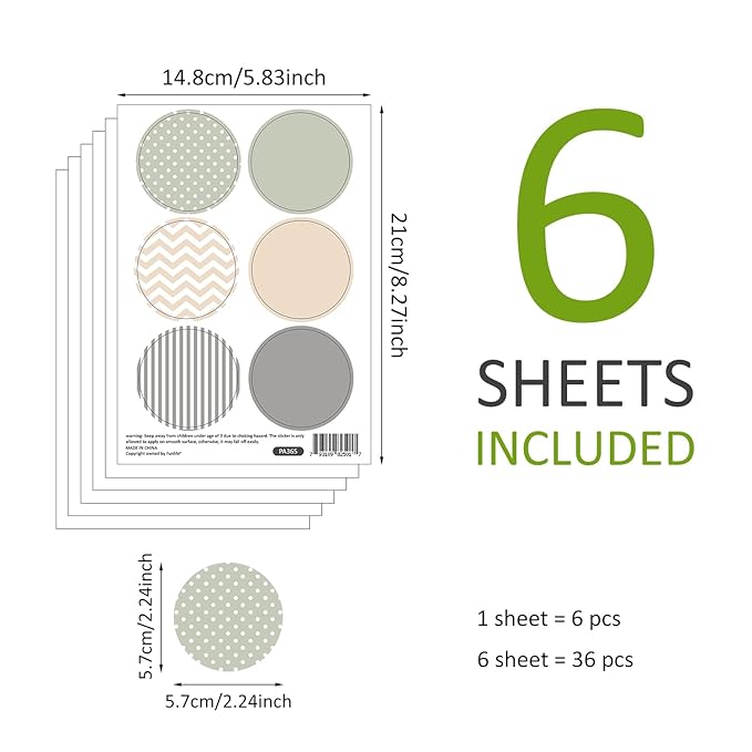 Boho Polka Dot Wall Decals 36 PCS, Boho Wall Decal Wall Sticker for Girls Room Living Room Playroom Nursery, Removable Wall Decals Kids Room Decor Vinyl Murals DIY Cute Decorations (6 Sheets)-CubbioJoy