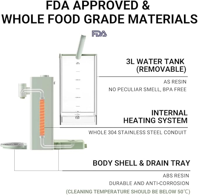 BUYDEEM S9013 Instant Hot Water Dispenser, Countertop Water Boiler & Warmer for Tea, Coffee and Baby Formula, Adjustable 8 Temperatures & 5 Water Outputs, 3L Water Tank(102oz), Green-CubbioJoy
