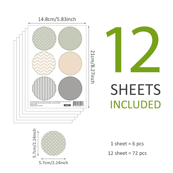 Boho Polka Dot Wall Decals 72 PCS, Removable Wall Decals Kids Room Decor Vinyl Murals DIY Cute Decorations (12 Sheets)-CubbioJoy