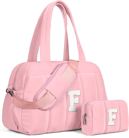 Duffle Bag for Travel, Weekender Bags for Women，Gifts for Girls, Initial Overnight Bag with Wet Pocket，Lightweight Travel Bags Personalized Gym Tote with Makeup Pouch-CubbioJoy