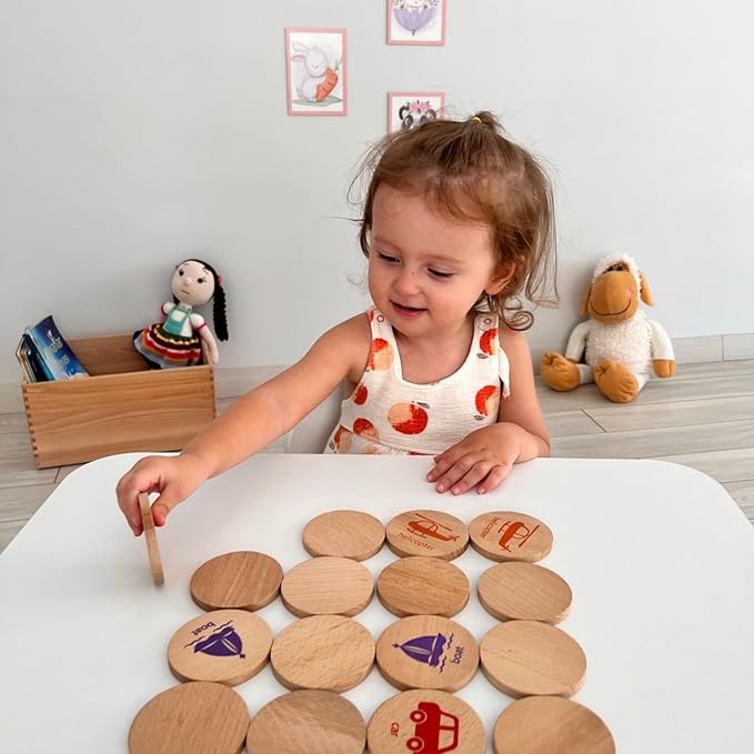 bee smart Wooden Memory Game - Matching Memory Game for Kids 3 and Up, 16Pcs | Educational Toy for Preschool Toddlers Board Games (Monsters)-CubbioJoy