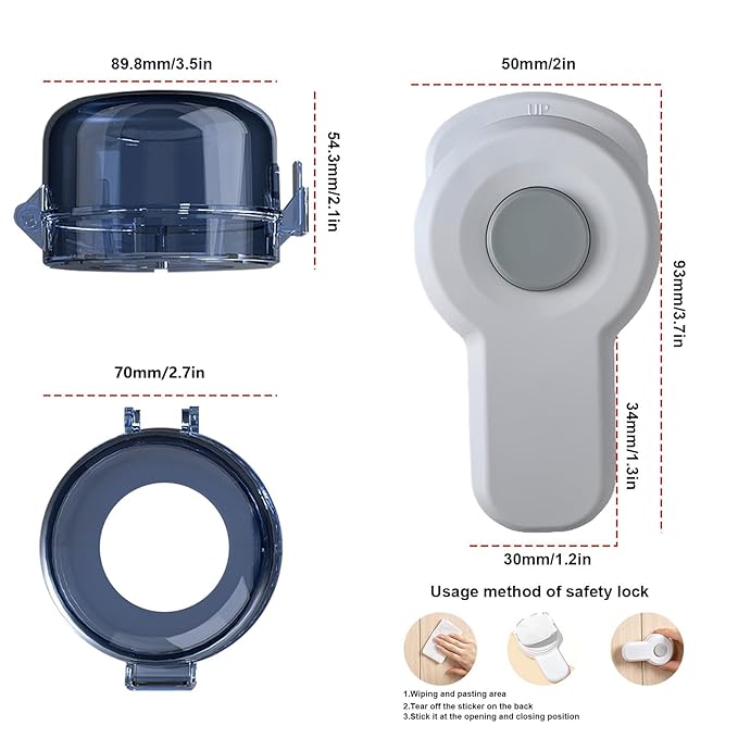 5+1 Packs Stove Knob Safety Covers, Childproof Oven Door Lock, Double-Key Design and Universal Size, Water Resistant Oil Resistant and High Temperature Resistant, for Home Kitchen Kids Pets Childproof-CubbioJoy