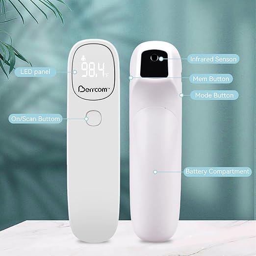 Berrcom Non Contact Infrared Thermometer Digital Forehead Thermometer for Adults and Kids Temperature Thermometer 3 in 1 with Fever Alert Touchless Baby Thermometer Large LED Display-CubbioJoy