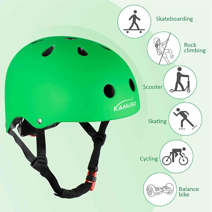 KAMUGO Kids Adjustable Helmet, with Sports Protective Gear Set Knee Elbow Wrist Pads for Toddler Age 2-8 Boys Girls, Bike Skateboard Hoverboard Scooter Rollerblading Helmet Set-CubbioJoy