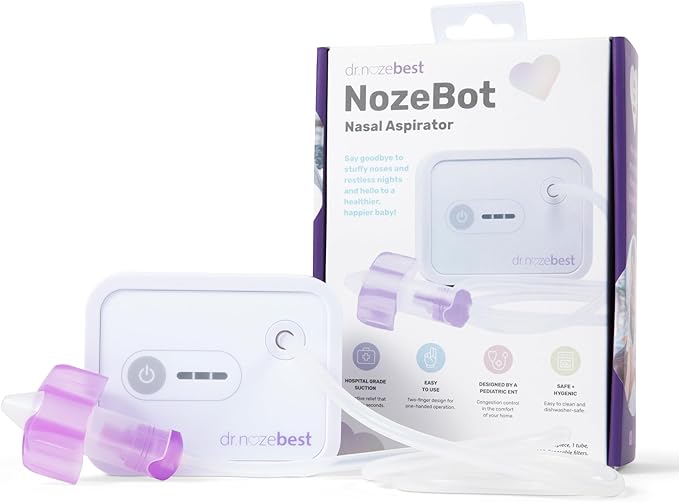 Dr. Noze Best - NozeBot | Electric Baby Nasal Aspirator | Hospital Grade Suction | Nose Sucker and Nasal Vacuum | Safe for Infants and Toddlers (Mild to Severe Congestion - The Original NozeBot)-CubbioJoy