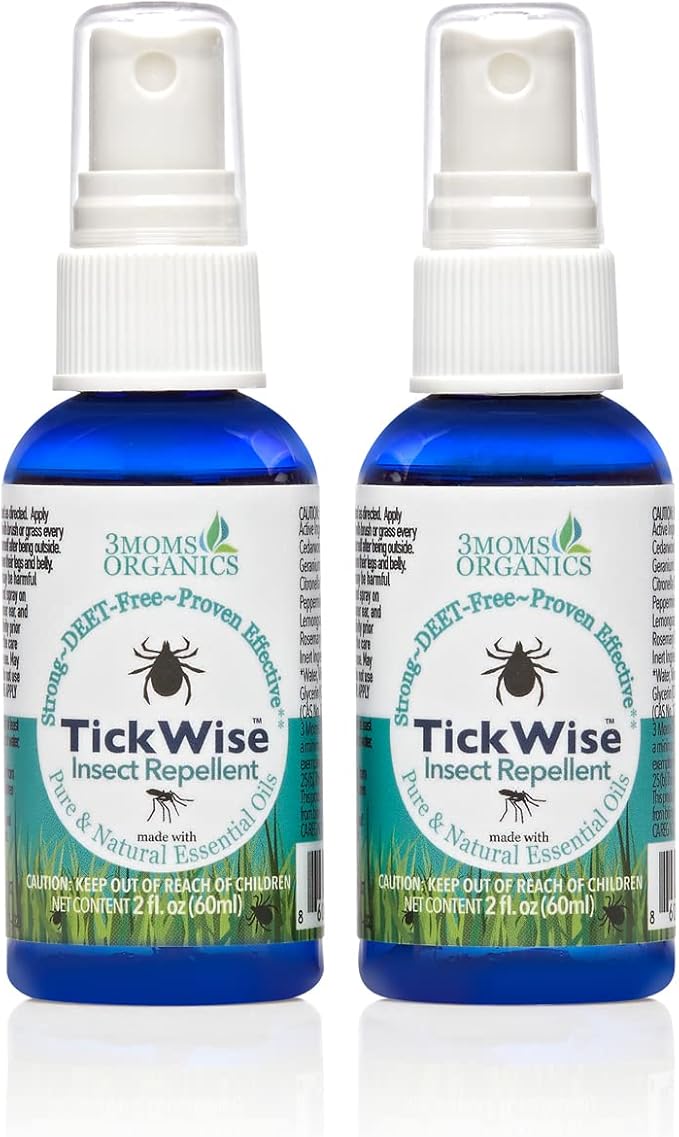 3 Moms Organics, TickWise 2oz Extra Strength Happy Campers 2-Pack - DEET- Free, Tick and Insect Repellent, Plant Based Essential Oils, All Natural Ingredients, Safe for Kids, Adults, Dogs & Horses-CubbioJoy