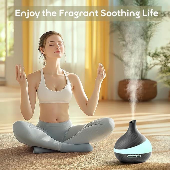 500ML Essential Oil Diffuser: Aroma Diffuser with Remote Control for Hotel Spa Yoga Room - Humidifiers for Bedroom with 14 Colors LED Night Light for Kids/Women Home Relaxation-CubbioJoy