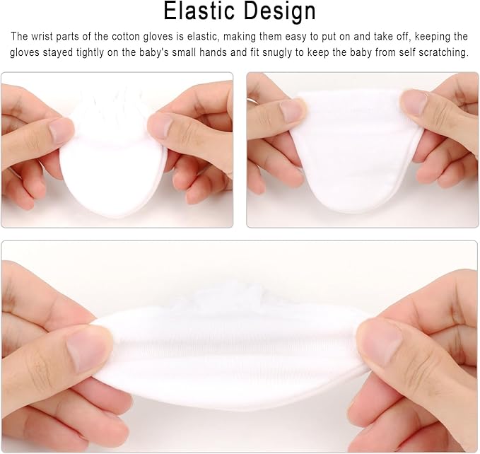 BQUBO Newborn Infant Toddler Mittens No Scratch Cotton Elastic Wrist Gloves Hypoallergenic for 0-6 Months Baby Boys Girls-CubbioJoy