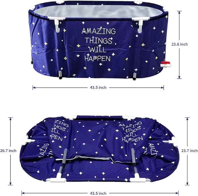 BESTHLS Portable Bathtub for Adult, Foldable Bathtub Portable Soaking Bath Tub,Eco-Friendly Bathing Tub for Shower Stall (Large Blue Sky)-CubbioJoy