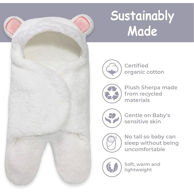 Jam Naturals- Baby Swaddle Blanket, Cute Bear Organic Receiving Swaddling Wrap, Newborn Baby Girl Soft Plush Registry Gift (Pink 3-6m)-CubbioJoy