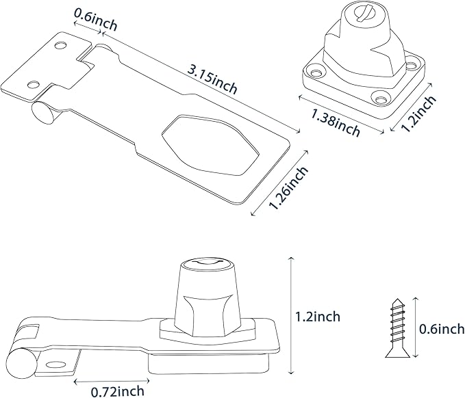 Alise Keyed Hasp Lock,3 Inch Safety Packlock Clasp Hasp Lock Latch with Lock,Door Hinge Lock with Keys Keyed Locking Hasp for Cabinets Closets Doors,Chrome-CubbioJoy