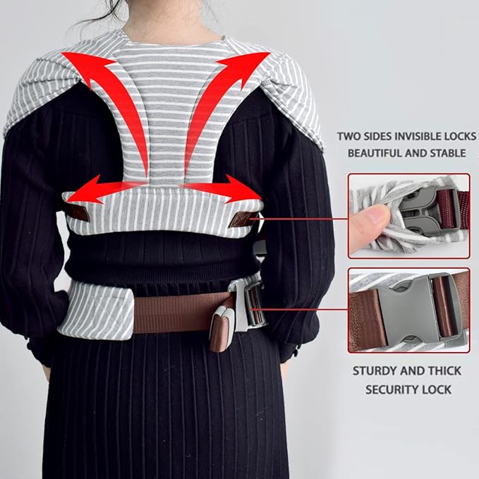 Baby Wraps Carrier Newborn to Toddler, Kangaroo Baby Easy Wearing Wrap, Adjustable Soft Baby Holder Front Chest Sling Carriers Perfect Infant Essentials Gifts (Striped Grey, Cotton)-CubbioJoy