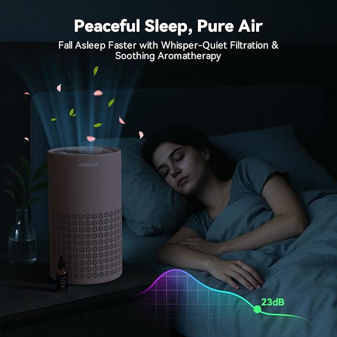 AIRROMI Air Purifier for Bedroom with HEPA 3-in-1 Filter, Pet Air Purifier for Home Cat Pee Smell, Covers Upto 990 Ft², Quiet 360°intake Air Cleaner for pet hair,allergies,Dust,Smoke A2001 Orange-CubbioJoy
