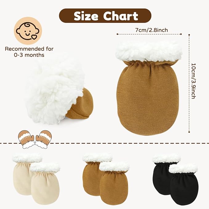Cute Baby Mittens Newborn, No Scratch Baby Boy Mittens, Baby Girl Hat Gloves for Toddlers, Infant, Newborn-CubbioJoy